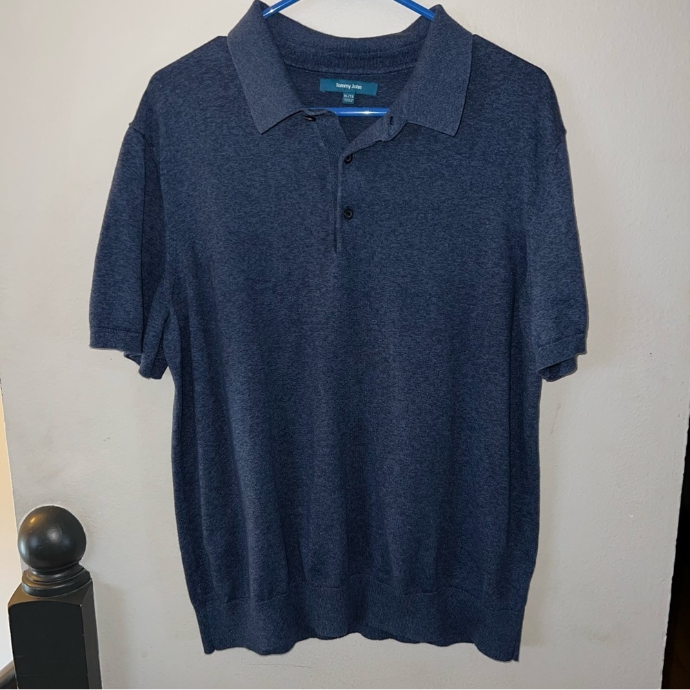 Tommy John Men’s Blue Short Sleeve Polo Shirt Size XL